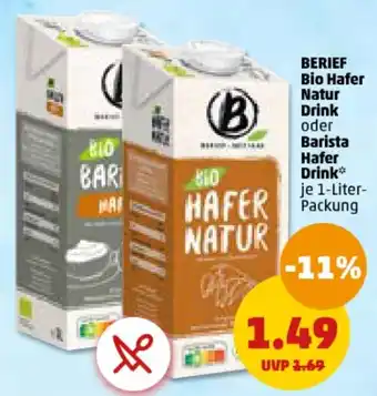 PENNY BERIEF Bio Hafer Natur Drink oder Barista Hafer Drink 1-Liter Packung Angebot