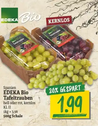 NP Discount Edeka Bio Tafeltrauben hell oder rot 500g Angebot