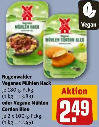 REWE Rügenwalder Veganes Mühlen Hack 180 g oder Vegane Mühlen Cordon Bleu 2x100 g Pckg. Angebot