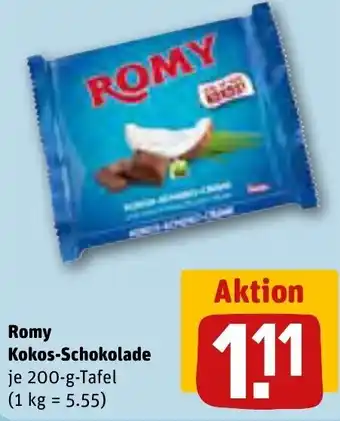 REWE Romy Kokos-Schokolade 200-g-Tafel Angebot