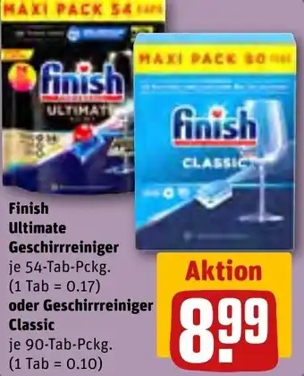 REWE Finish Ultimate Geschirrreiniger 54-Tab-Pckg. oder Geschirrreiniger Classic 90-Tab-Pckg. Angebot