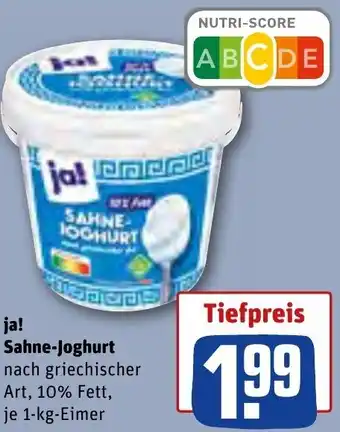 REWE ja! Sahne-Joghurt 1-kg-Eimer Angebot