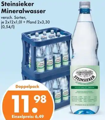 Trink und Spare Steinsieker Mineralwasser 2x12x1,0 L Angebot