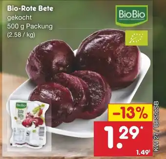 Netto Marken-Discount Bio-Rote Bete gekocht 500 g Packung Angebot