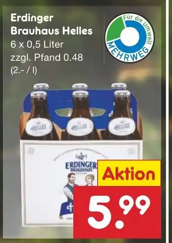 Netto Marken-Discount Erdinger Brauhaus Helles 6 x 0,5 Liter Angebot