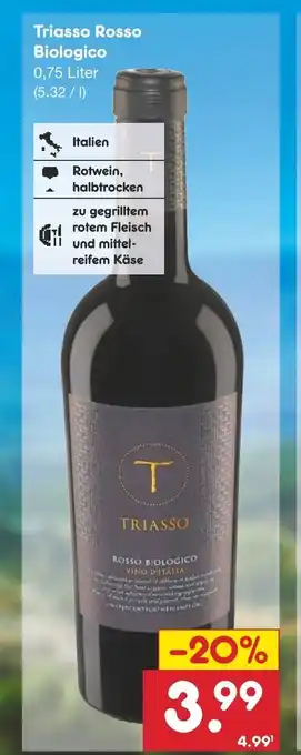 Netto Marken-Discount Triasso Rosso Biologico 0,75 Liter Angebot