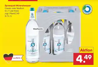 Netto Marken-Discount Spreequell Mineralwasser 6 x 1 Liter Kiste Angebot