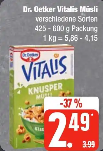 Edeka Frischemarkt Dr. Oetker Vitalis Müsli 425-600 g Packung Angebot