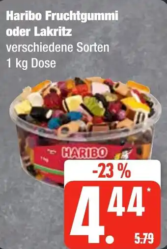 Edeka Frischemarkt Haribo Fruchtgummi oder Lakritz 1 kg Dose Angebot