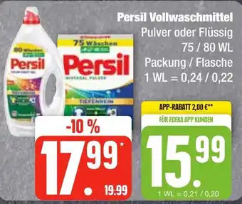 Edeka Frischemarkt Persil Vollwaschmittel Pulver oder Flüssig 75 / 80 WL Angebot