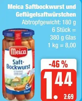 Edeka Frischemarkt Meica Saftbockwurst und Geflügelsaftwürstchen 380 g Glas Angebot