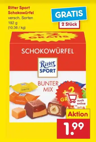 Netto Marken-Discount Ritter Sport Schokowürfel 192 g Angebot