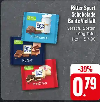 Edeka Ritter Sport Schokolade Bunte Vielfalt 100 g Tafel Angebot