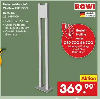 Netto Marken-Discount ROWI Universalstandfuß Wallbox LSF 150/1 Angebot