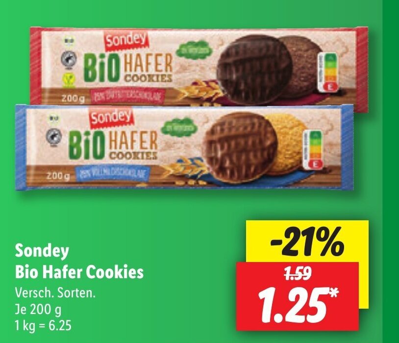 Sondey Bio Hafer Cookies 200 g Angebot bei Lidl