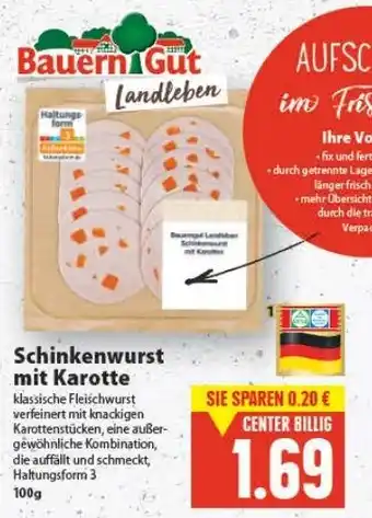 E-Center Bauern Gut Schinkenwurst mit Karotte 100g Angebot