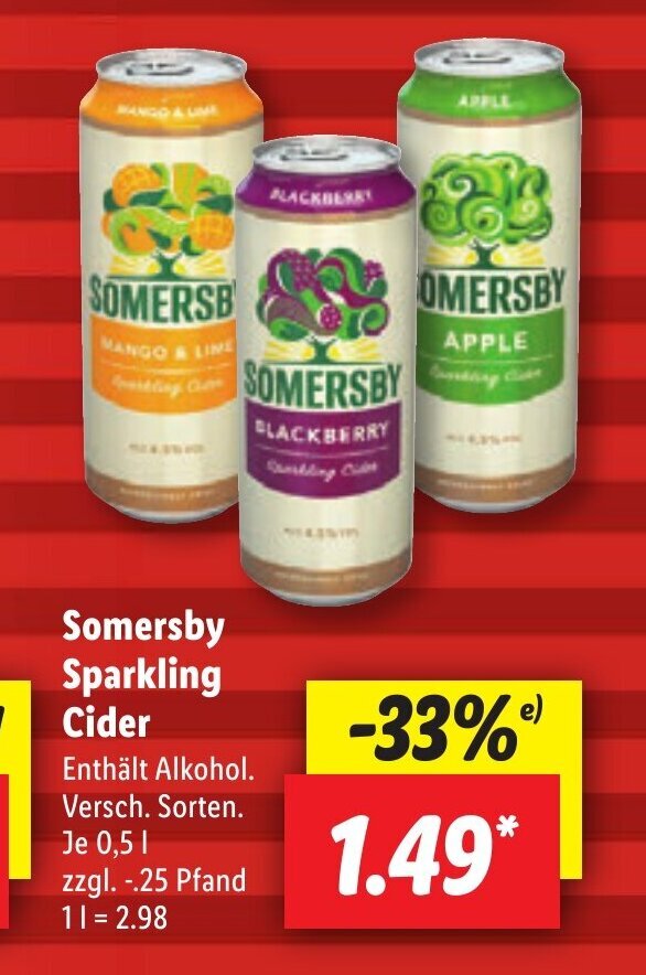 Somersby Sparkling Cider 0,5 l Angebot bei Lidl