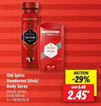 Lidl Old Spice Deodorant Stick/ Body Spray 50/150 ml Angebot