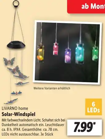 Lidl LIVARNO home Solar-Windspiel 6 LEDs Angebot