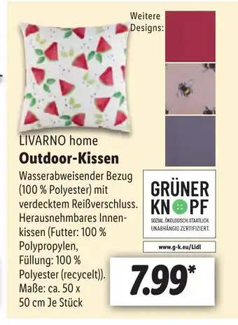 Lidl LIVARNO home Outdoor-Kissen ca. 50 x 50 cm Angebot