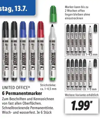 Lidl UNITED OFFICEⓇ 6 Permanentmarker Angebot