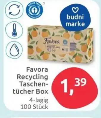 Budni Favora Recycling Taschen-tücher Box 4-lagig 100 Stück Angebot