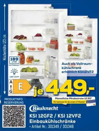 Euronics Bauknecht KSI 12GF2 / KSI 12VF2 Einbaukühlschränke Angebot