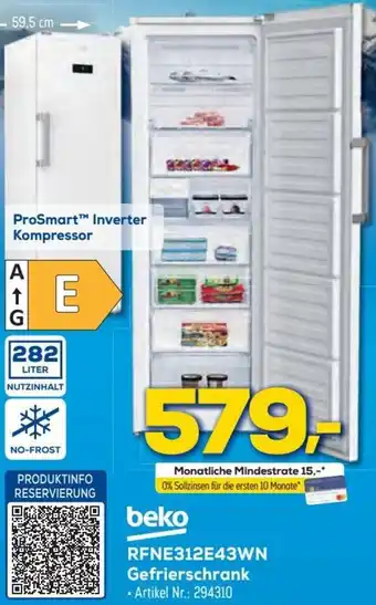 Euronics beko RFNE312E43WN Gefrierschrank Angebot