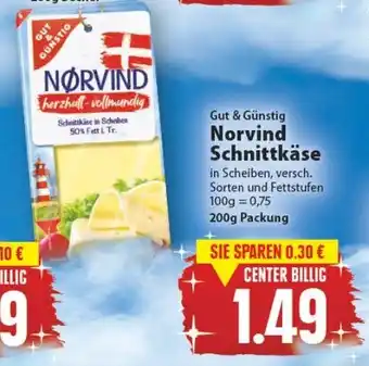 E-Center Gut & Günstig Norvind Schnittkäse 200g Angebot