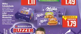 E-Center Milka Schokolade 270/276/300g oder Milka Zarte Momente 140/169g Angebot