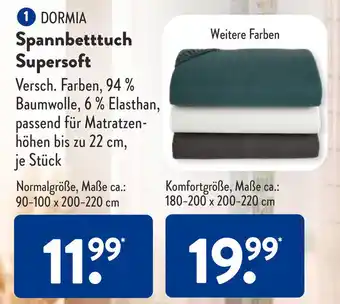 Aldi Süd DORMIA Spannbetttuch Supersoft Angebot