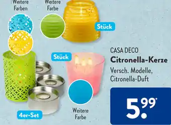 Aldi Süd CASA DECO Citronella-Kerze Angebot