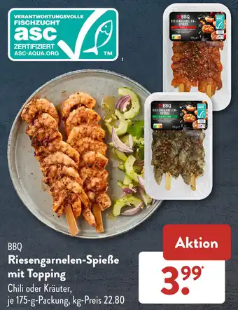 Aldi Süd BBQ Riesengarnelen-Spieße mit Topping 175 g Packung Angebot