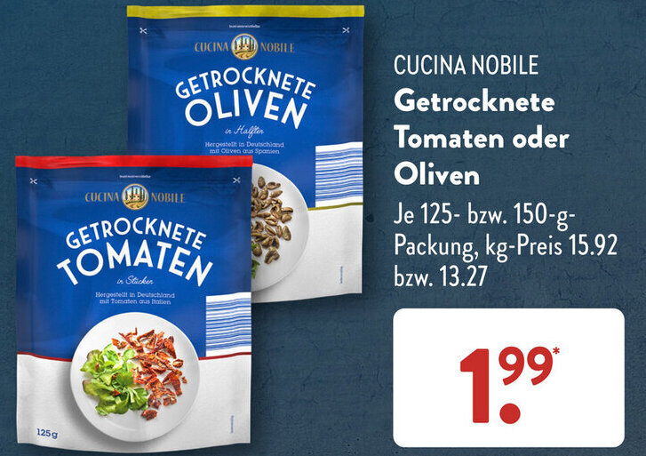 CUCINA NOBILE Tomaten oder Oliven 125 bzw. 150gPackung Angebot bei Aldi Süd