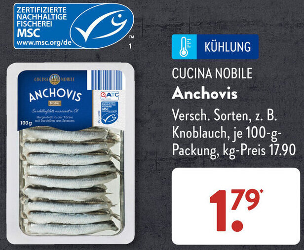 CUCINA NOBILE Anchovis 100 g Packung Angebot bei Aldi Süd