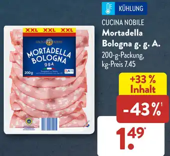 Aldi Süd CUCINA NOBILE Mortadella Bologna g. g. A. 200-g-Packung Angebot