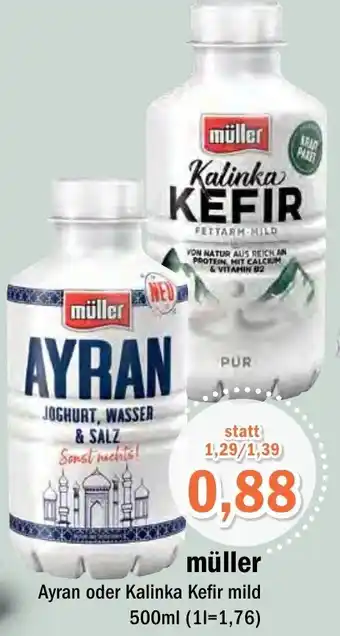 Aktiv Irma müller Ayran oder Kalinka Kefir mild 500 ml Angebot