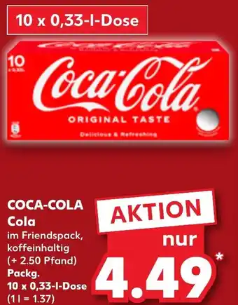 Kaufland COCA-COLA Cola Packg. 10 x 0,33 L Dose Angebot