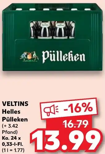 Kaufland VELTINS Helles Pülleken Ka. 24 x 0,33-L-FI. Angebot