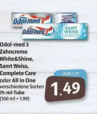 Markant Odol Med 3 Zahncreme White&shine, Samt Weiss, Complete Care Oder All In One Angebot