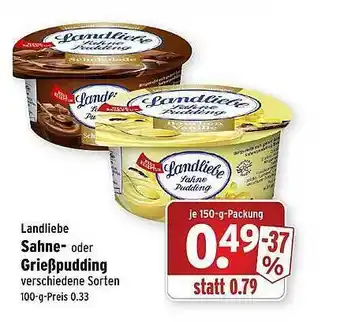 Wasgau Landliebe Sahne Oder Grießpudding Angebot