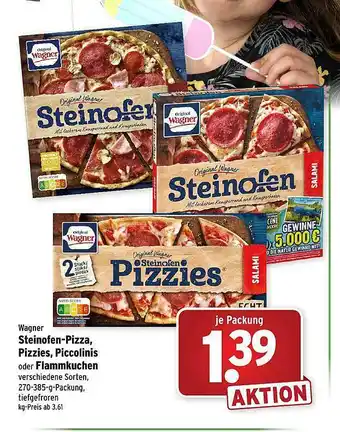 Wasgau Wagner Steinofen-pizza, Pizzies, Piccolinis Oder Flammkuchen Angebot