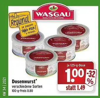 Wasgau Dosenwurst Angebot