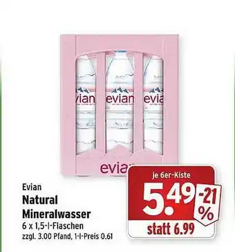 Wasgau Evian Natural Mineralwasser Angebot