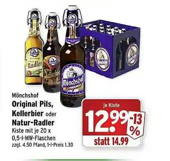 Wasgau Mönchshof Original Pils, Kellerbier Oder Natur -radler Angebot