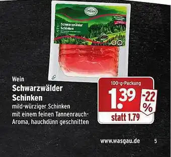 Wasgau Wein Schwarzwälder Schinken Angebot