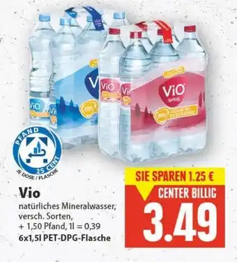 E-Center Vio Natürliches Mineralwasser 6x1,5L Angebot