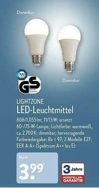 Aldi Nord Lightzone Led-leuchtmittel Angebot