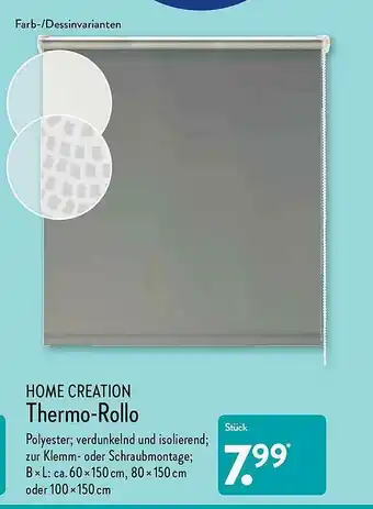 Aldi Nord Home Creation Thermo-rollo Angebot