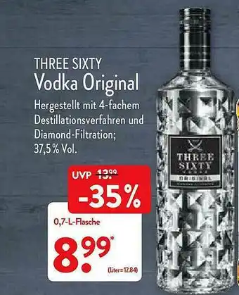 Aldi Nord Three Sixty Vodka Original Angebot